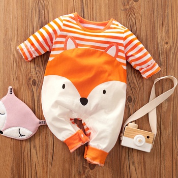 Baby Cute Fox Applique Long-sleeve Jumpsuit